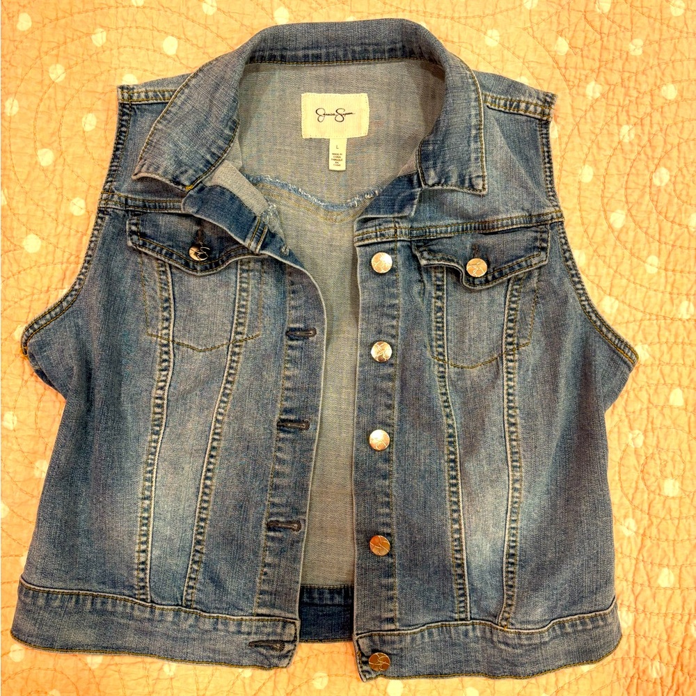 Jessica Simpson Sleeveless Denim Jacket
